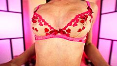 Hannahjames710 Tries On Love Heart Print Lingerie Set