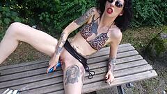 Lucy Ravenblood Smokes And Uses Dildo In Public Park