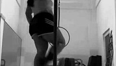 Asian babe RIPS clothes in HEELS during pole DANCING and aerial HOOPS