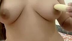 Indian Babe Enjoys Banana In Both Holes Anal Fun