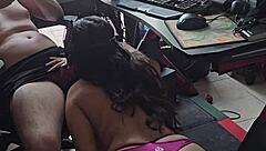 my stepbrother fucks me doggystyle from behind while i'm bent over