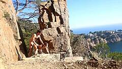 Hot couple having sex on a beach path 😍