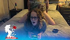 Freeuse gamer girl takes doggystyle pounding from big cock until creampie in hot milf foreplay