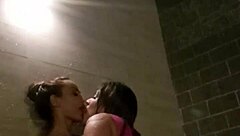 Three Brazilian hotties massage asses in hot tub