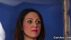 frisky looker swallows all the cumshot on her face, what would you do?