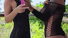 fucking my friend hard on the balcony