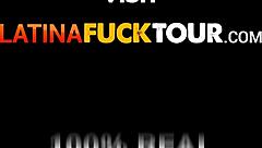 Young latina sucks monster cock, gets facial on her big ass and tits