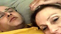 Blonde milf couple delivers intense handjob to orgasm with cumshot on beautiful tits