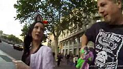 slim brunette interrupts hike for intense anal fuck