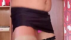 girl dancing in pink thong with sparkles wearing nylon and pantyhose