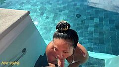 girlfriend gives deepthroat bj at infinity pool in costa rica.