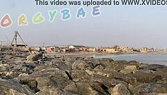 Couple Voyeur Play at Public Bar and Beach