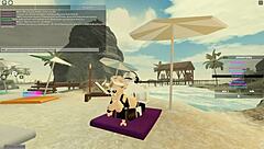 In Roblox, she deepthroats and rides for cum