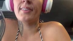 Sweaty blonde at the gym shows wet pussy on Copacabana beach