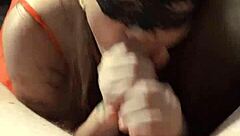 horny asian wife cheats with monster cock blowjob at home 😈