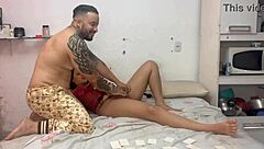 sexy couple fucks outdoors with big tits and monster cock