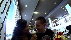 tasty brunette enjoys field adventure with facial