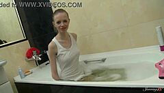 i'm tiny blonde paula z fingering my eager pussy in the bathtub