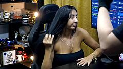 Renatinha Mello makes Ruans cock hard with just a kiss then grabs it firmly