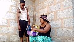 beautiful plantain hawker in outdoor public flashing