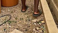 he gave me a hot short fuck with his monster cock outdoor