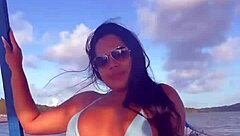 brazilian latina wife in bikini on boat ride
