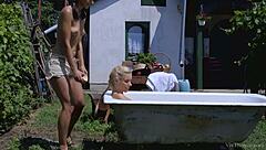 Blonde nesty and brunette shrima malati lick pussy in lesbian masturbation