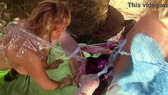 i'm so horny at this cosplay party, diving into wet pussies and fucking in a bisexual orgy