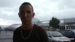 is this real german teen 18+ fucking a stranger in outdoor threesome? hardcore group action!