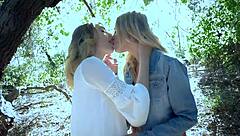 Lesbians Scarlet Red and Blake Eden enchant in POV scene.