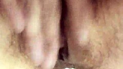 My hairy pussy is dripping with orgasm, she moans softly.