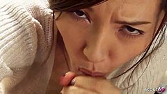 Skinny Asian Wife Cheats And Swallows Stranger's Cum