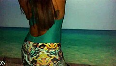 she tried on the new leggings and body, feeling the nylon fabric as hands explored the fit casually