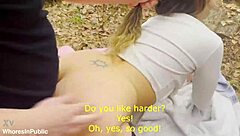 Busty flexible girl gets roughly fucked outdoors in public!