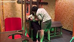 Emu Yumi in a blindfold play video with intense sensations