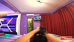 Blooper during latina blowjob in casting interview, camera missed angle