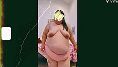 mature old cougar saggy tit topless dance in front of cam.