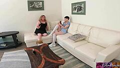 Stepbrother surprises by fucking his stepsister's cute lesbian girlfriend in homemade action