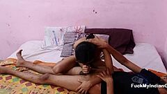 Skinny Indian teen sucks a huge cock before getting her tight pussy drilled hard in rough hardcore action.