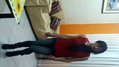 Sexy and sweet transsexual in lingerie outdoors.