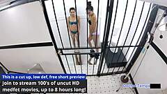 Angel Santana And Aria Nicole Handcuffed In Backstage POV Action