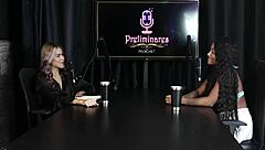 Vicky's wild menage in sheer red lingerie left her craving more 😍