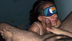 cock sucking slut blindfolded!!