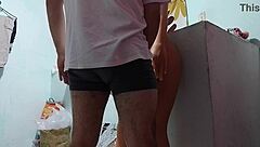 the fat latina stepmom shows off her curvy body and big ass when dad is away