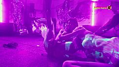 neon party escalates with college girls