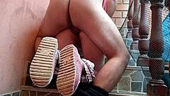 neighbors catch woman cleaning stairs and fuck her hard in public