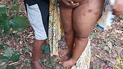 i love how that thick-ass ebony bitch fucked her boyfriend outdoors with hairy pussy action