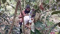 i love how that thick-ass ebony bitch fucked her boyfriend outdoors with hairy pussy action