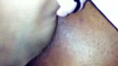 in this amateur video an ebony woman explores her hidden fantasies with a black dildo in part 2