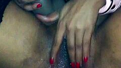 in this amateur video an ebony woman explores her hidden fantasies with a black dildo in part 2